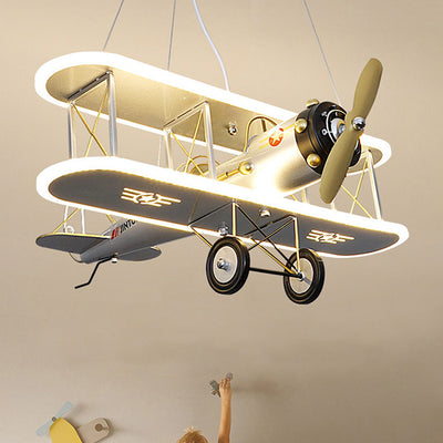 Contemporary Creative Kid Iron Resin Acrylic Airplane LED Chandelier For Bedroom
