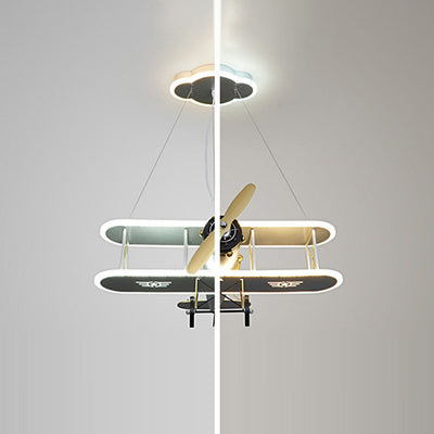 Contemporary Creative Kid Iron Resin Acrylic Airplane LED Chandelier For Bedroom