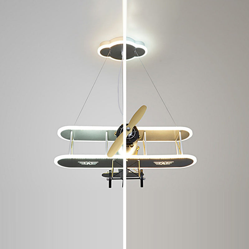 Contemporary Creative Kid Iron Resin Acrylic Airplane LED Chandelier For Bedroom
