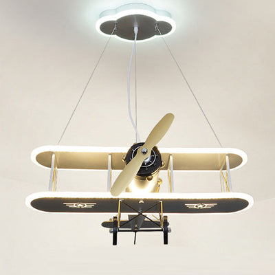 Contemporary Creative Kid Iron Resin Acrylic Airplane LED Chandelier For Bedroom