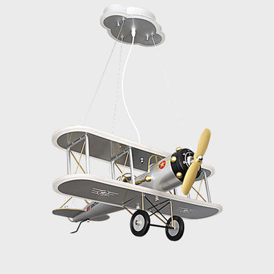 Contemporary Creative Kid Iron Resin Acrylic Airplane LED Chandelier For Bedroom