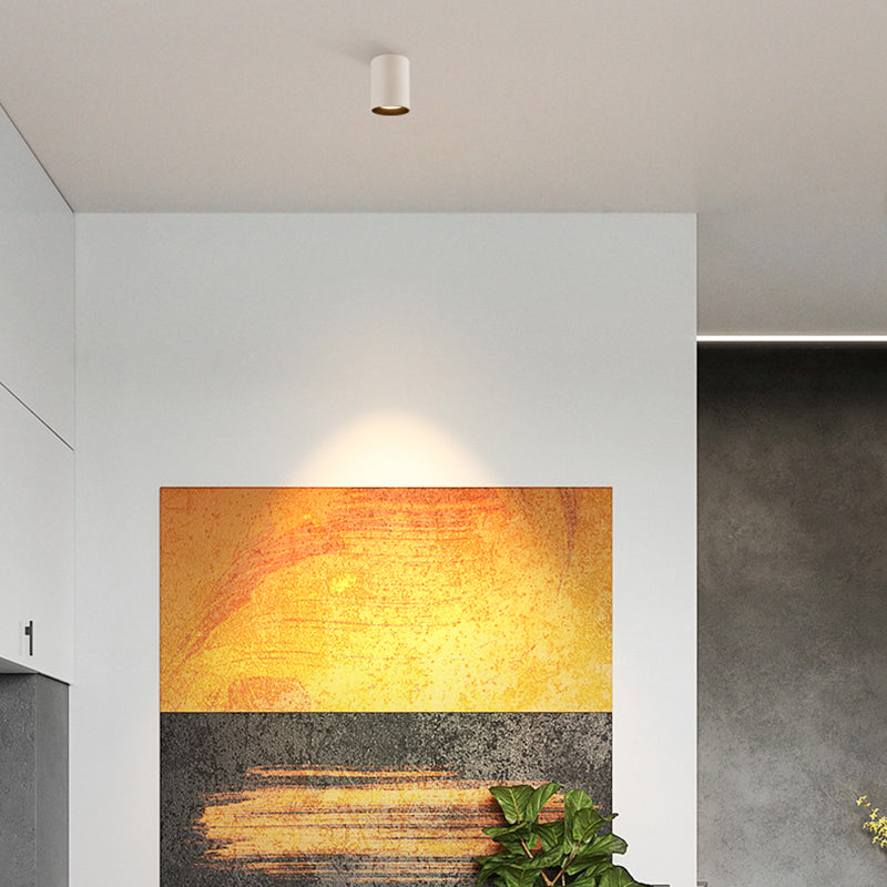 Spot encastré de plafond rond à LED en aluminium blanc moderne - projecteur cylindrique pour salon 