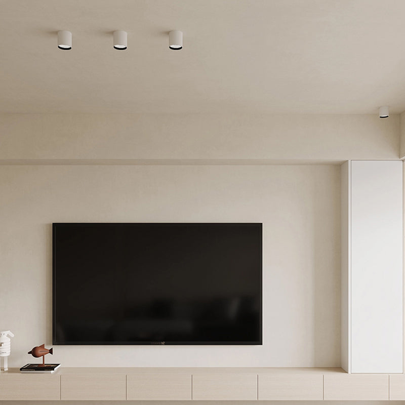 Modern White Aluminum Round LED Surface Mount Downlight - Cylinder Ceiling Spotlight For Living Room