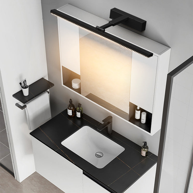 Modern Minimalist Adjustable Aluminum Acrylic Rectangular LED Vanity Light Wall Sconce Lamp For Bathroom