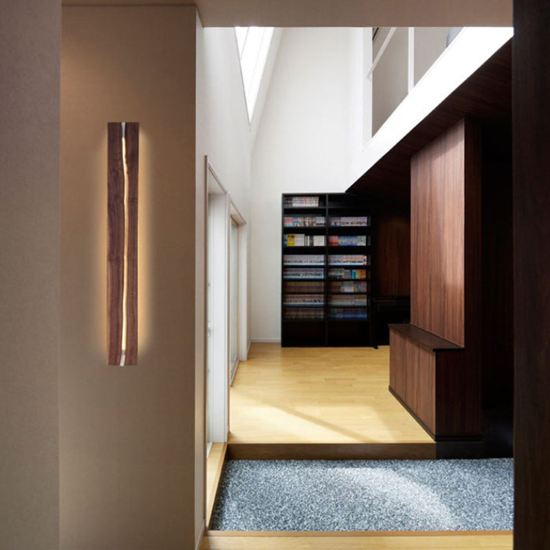 Contemporary Nordic Solid Wood Resin Rectangular LED Wall Sconce Lamp For Living Room