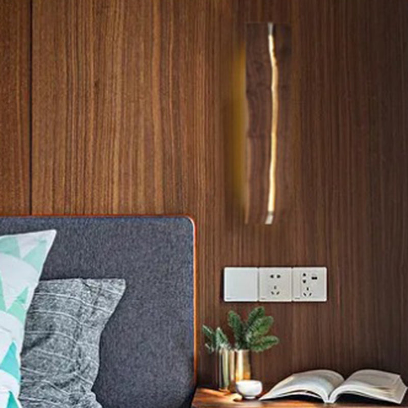 Contemporary Nordic Solid Wood Resin Rectangular LED Wall Sconce Lamp For Living Room