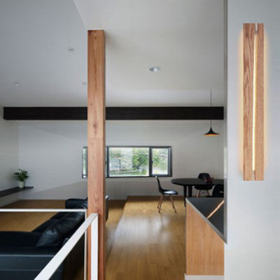 Contemporary Nordic Solid Wood Resin Rectangular LED Wall Sconce Lamp For Living Room