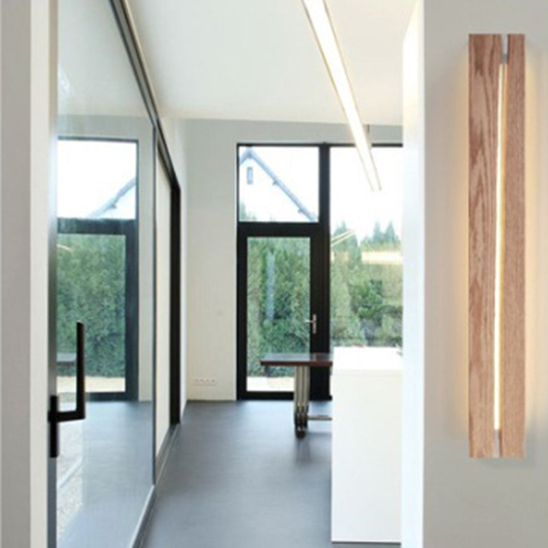 Applique murale LED rectangulaire en résine et bois massif nordique contemporain pour salon 