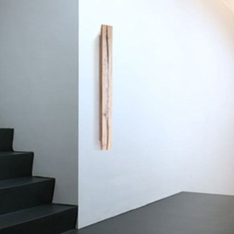 Contemporary Nordic Solid Wood Resin Rectangular LED Wall Sconce Lamp For Living Room