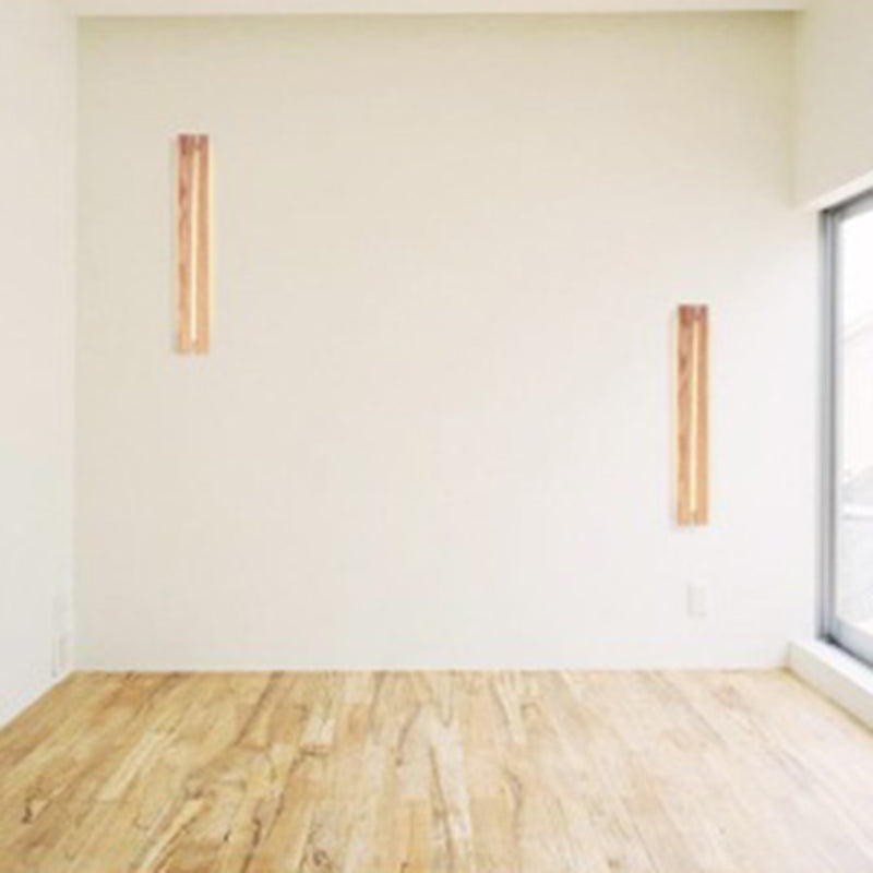 Contemporary Nordic Solid Wood Resin Rectangular LED Wall Sconce Lamp For Living Room