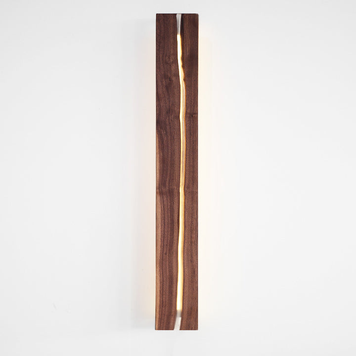 Applique murale LED rectangulaire en résine et bois massif nordique contemporain pour salon 