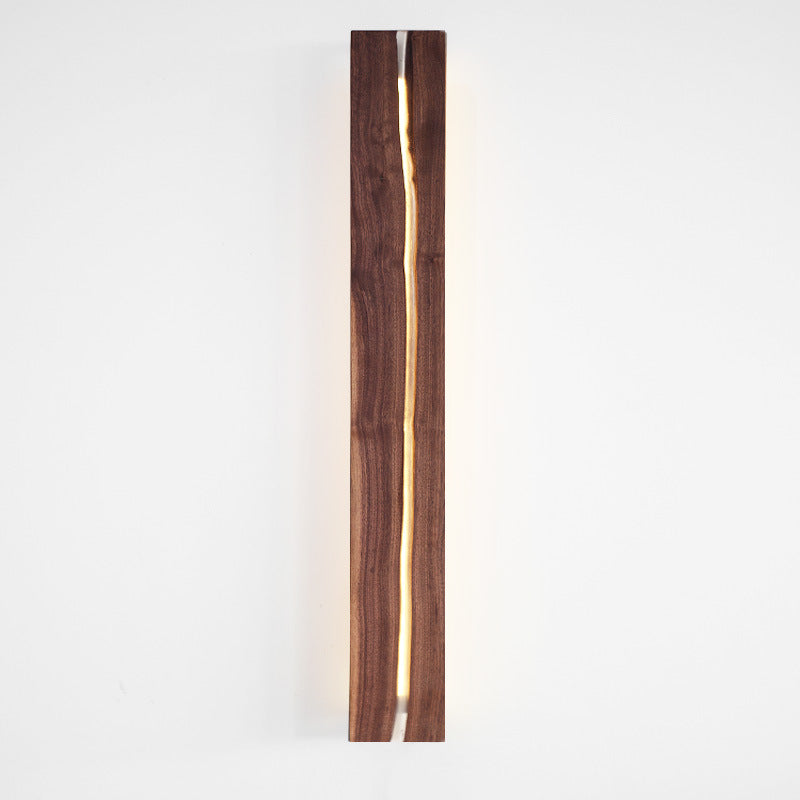 Contemporary Nordic Solid Wood Resin Rectangular LED Wall Sconce Lamp For Living Room