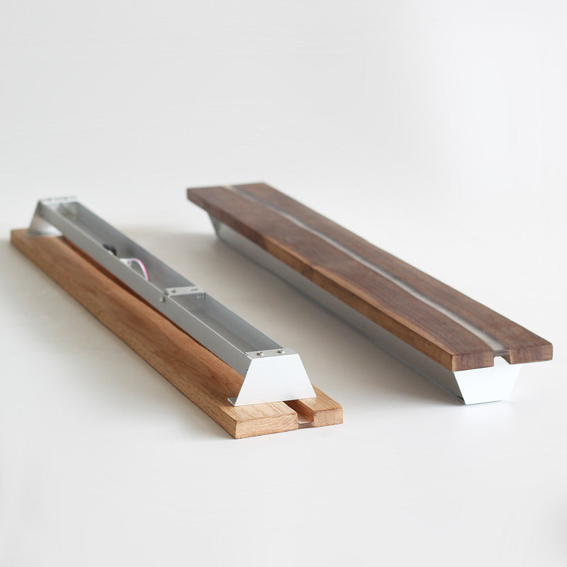 Contemporary Nordic Solid Wood Resin Rectangular LED Wall Sconce Lamp For Living Room