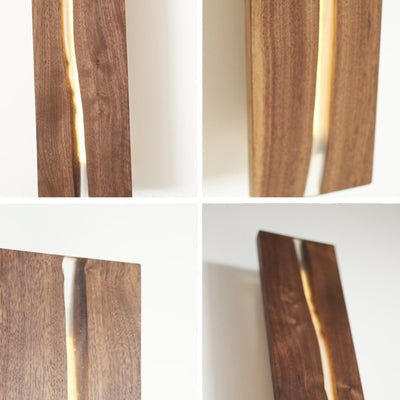 Contemporary Nordic Solid Wood Resin Rectangular LED Wall Sconce Lamp For Living Room