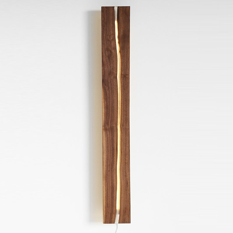 Contemporary Nordic Solid Wood Resin Rectangular LED Wall Sconce Lamp For Living Room