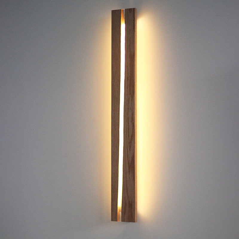 Contemporary Nordic Solid Wood Resin Rectangular LED Wall Sconce Lamp For Living Room