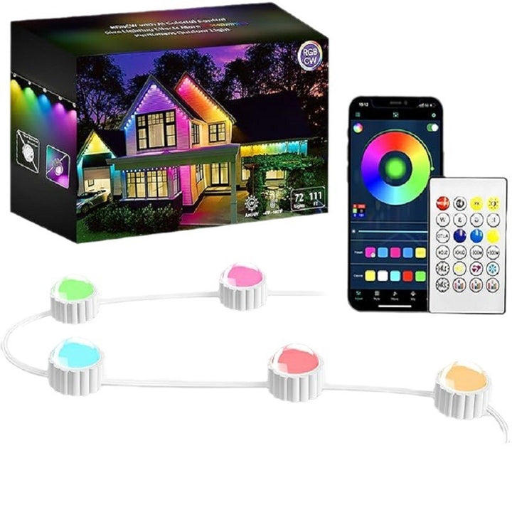 Lumières de Noël permanentes pour ligne de toit - bande LED d’extérieur RGB intelligente pour avant-toits avec contrôle par application 