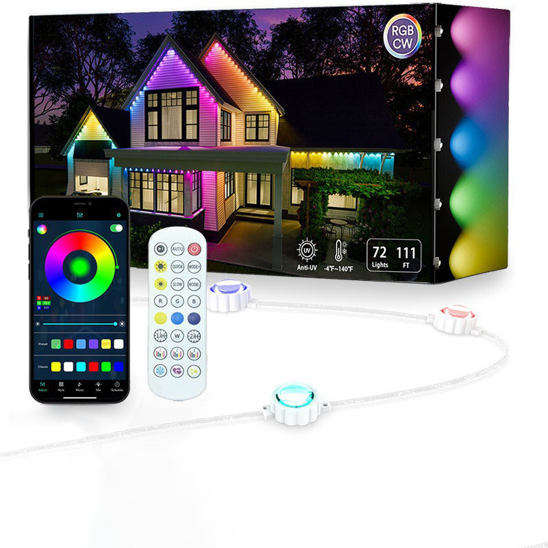 Lumières de Noël permanentes pour ligne de toit - bande LED d’extérieur RGB intelligente pour avant-toits avec contrôle par application 