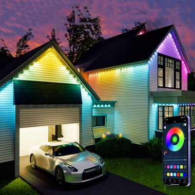 Permanent Roofline Holiday Lights - Smart RGB Outdoor Eaves LED Strip Lighting With App Control
