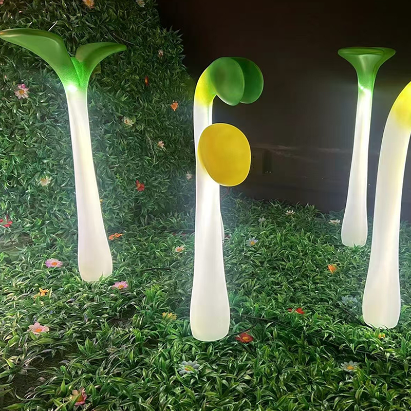 Contemporary Creative PP Sprout-Shaped LED Accent Landscape Stake Outdoor Light For Outdoor Garden