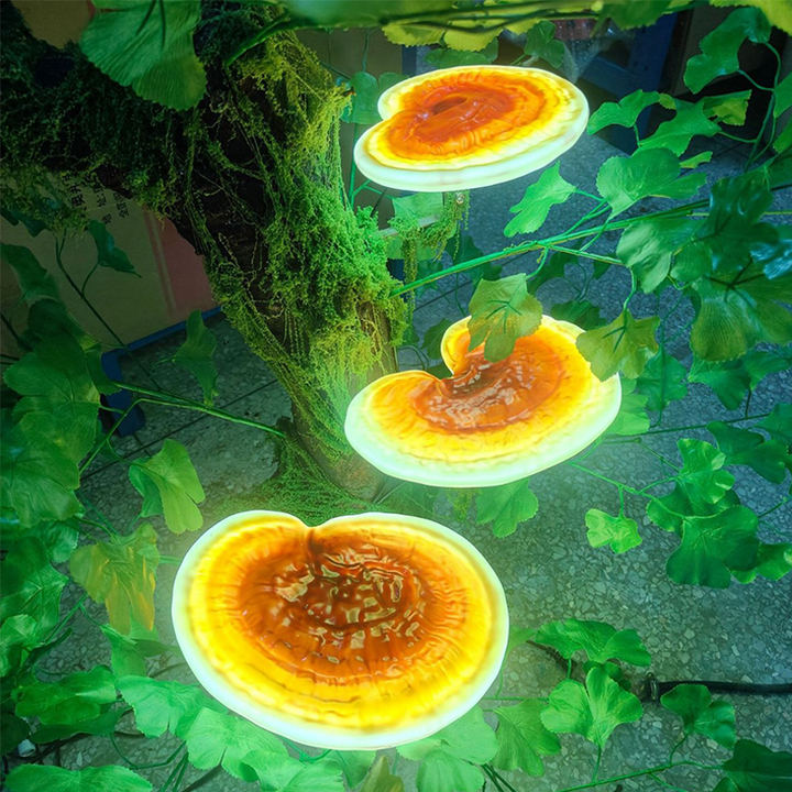Modern Art Deco ABS Reishi Mushroom-Shaped LED Waterproof Outdoor Landscape Light For Garden