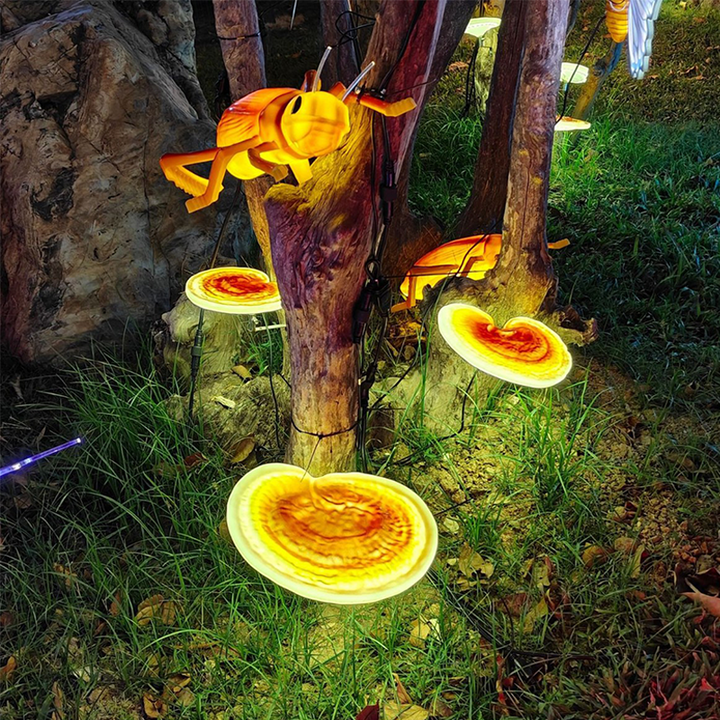 Modern Art Deco ABS Reishi Mushroom-Shaped LED Waterproof Outdoor Landscape Light For Garden