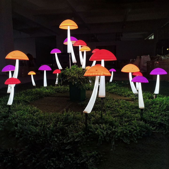 Modern Art Deco Waterproof ABS Colorful Mushroom LED Outdoor Landscape Stake Light For Garden