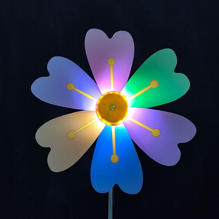 Modern Art Deco Waterproof PC Flower-Shaped Wind Spinner LED Outdoor Landscape Light For Garden