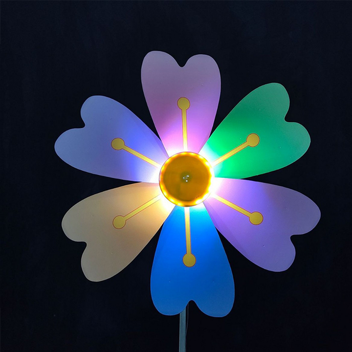 Modern Art Deco Waterproof PC Flower-Shaped Wind Spinner LED Outdoor Landscape Light For Garden