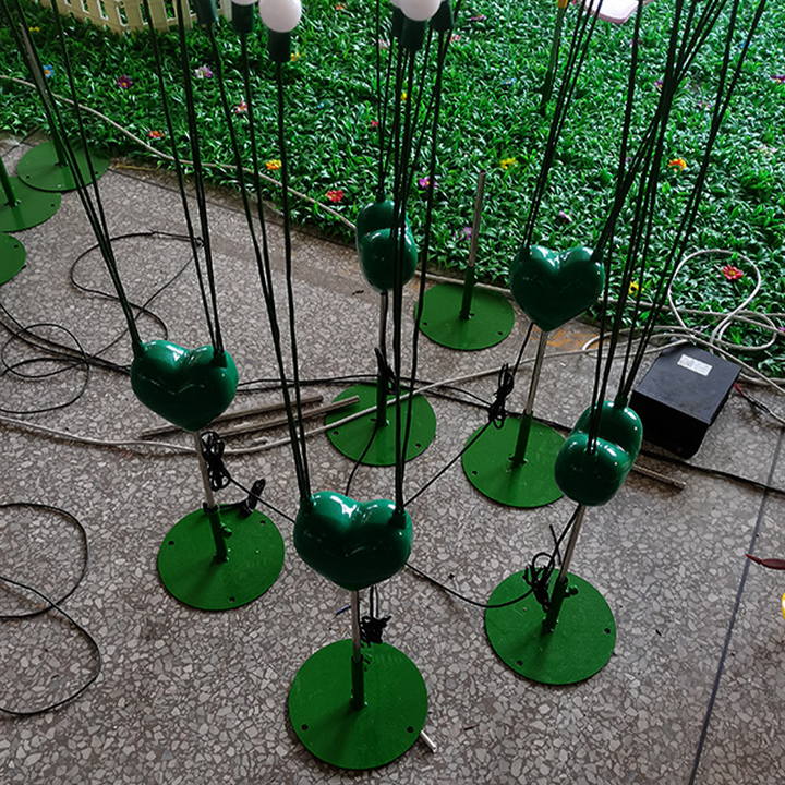 Modern Art Deco Waterproof Stainless Steel &amp; PE Heart Firefly LED Outdoor Landscape Stake Light For Garden