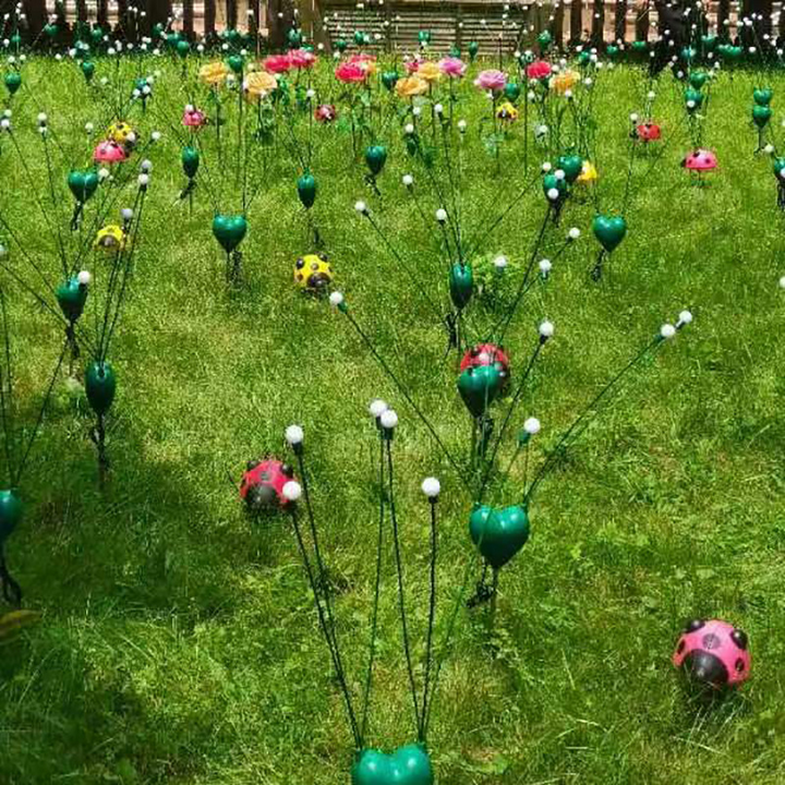 Modern Art Deco Waterproof Stainless Steel &amp; PE Heart Firefly LED Outdoor Landscape Stake Light For Garden