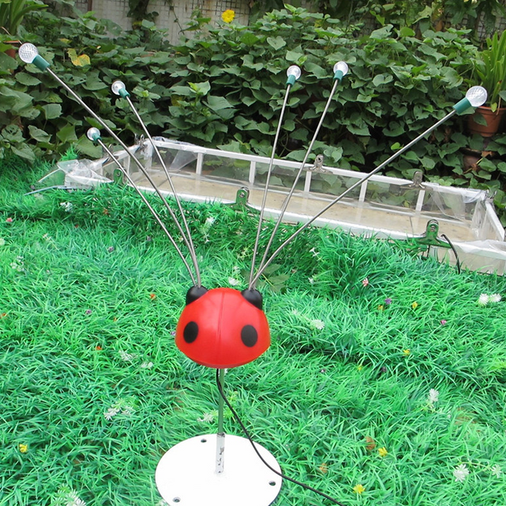 Modern Art Deco Waterproof Stainless Steel PE Ladybug-Shaped Swinging LED Outdoor Landscape Stake Light For Garden