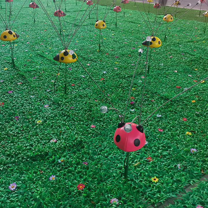 Modern Art Deco Waterproof Stainless Steel PE Ladybug-Shaped Swinging LED Outdoor Landscape Stake Light For Garden