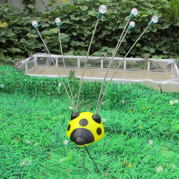 Modern Art Deco Waterproof Stainless Steel PE Ladybug-Shaped Swinging LED Outdoor Landscape Stake Light For Garden