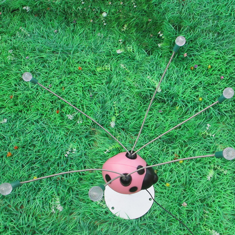 Modern Art Deco Waterproof Stainless Steel PE Ladybug-Shaped Swinging LED Outdoor Landscape Stake Light For Garden