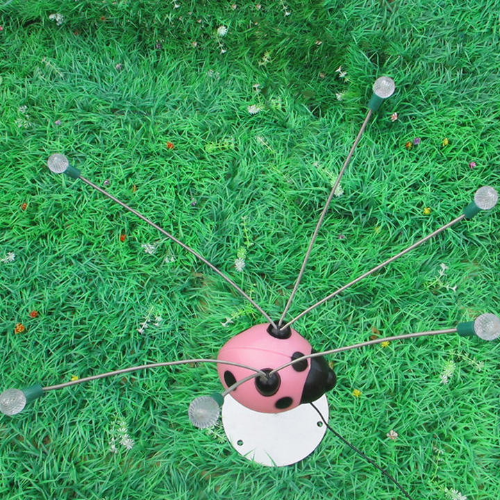 Modern Art Deco Waterproof Stainless Steel PE Ladybug-Shaped Swinging LED Outdoor Landscape Stake Light For Garden