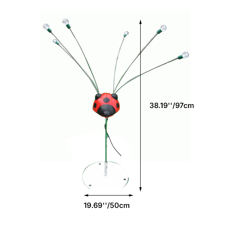 Modern Art Deco Waterproof Stainless Steel PE Ladybug-Shaped Swinging LED Outdoor Landscape Stake Light For Garden