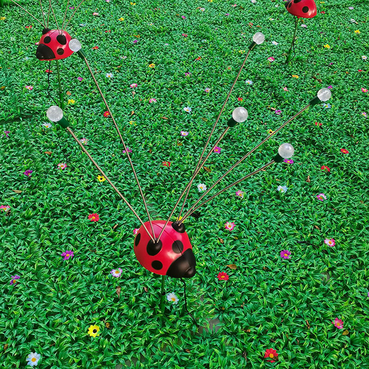 Modern Art Deco Waterproof Stainless Steel PE Ladybug-Shaped Swinging LED Outdoor Landscape Stake Light For Garden