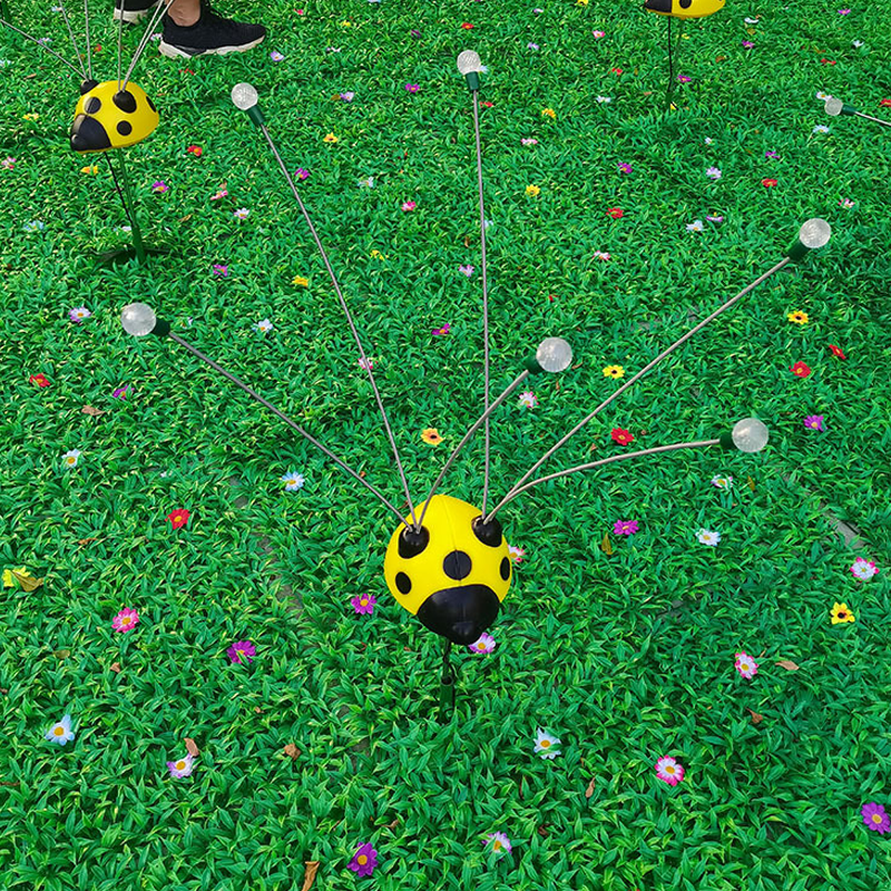 Modern Art Deco Waterproof Stainless Steel PE Ladybug-Shaped Swinging LED Outdoor Landscape Stake Light For Garden