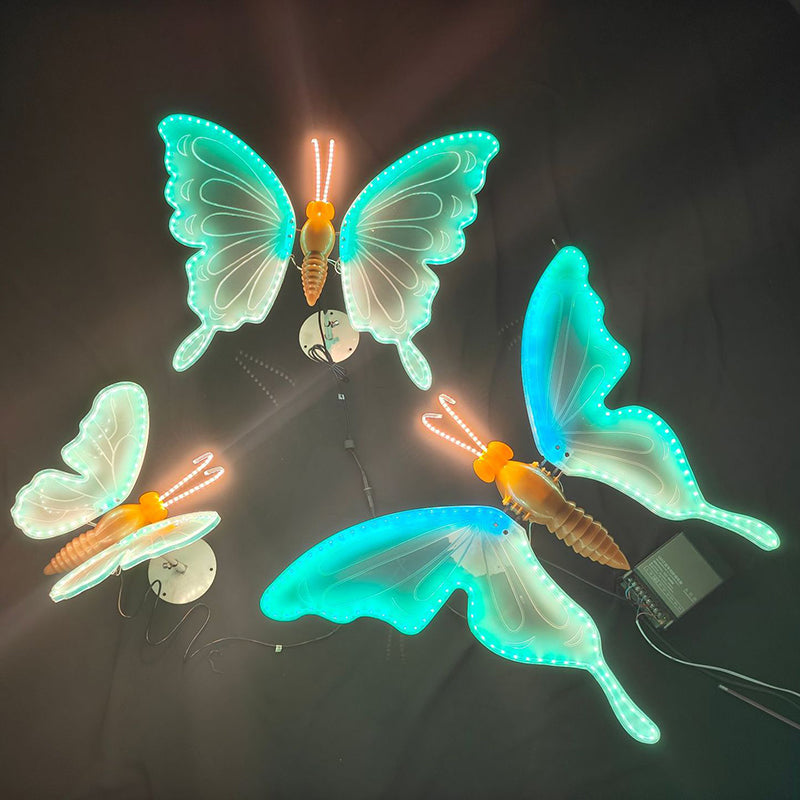 Modern Art Deco Waterproof PP ABS Color-Changing Butterfly LED Outdoor Landscape Stake Light For Garden