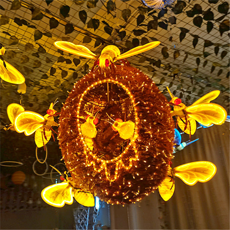 Modern Art Deco Waterproof ABS Acrylic Flapping Wings Animated Bee LED Outdoor Landscape Stake Light For Garden