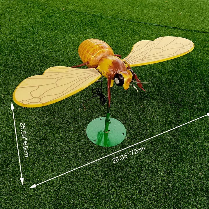 Modern Art Deco Waterproof ABS Acrylic Flapping Wings Animated Bee LED Outdoor Landscape Stake Light For Garden