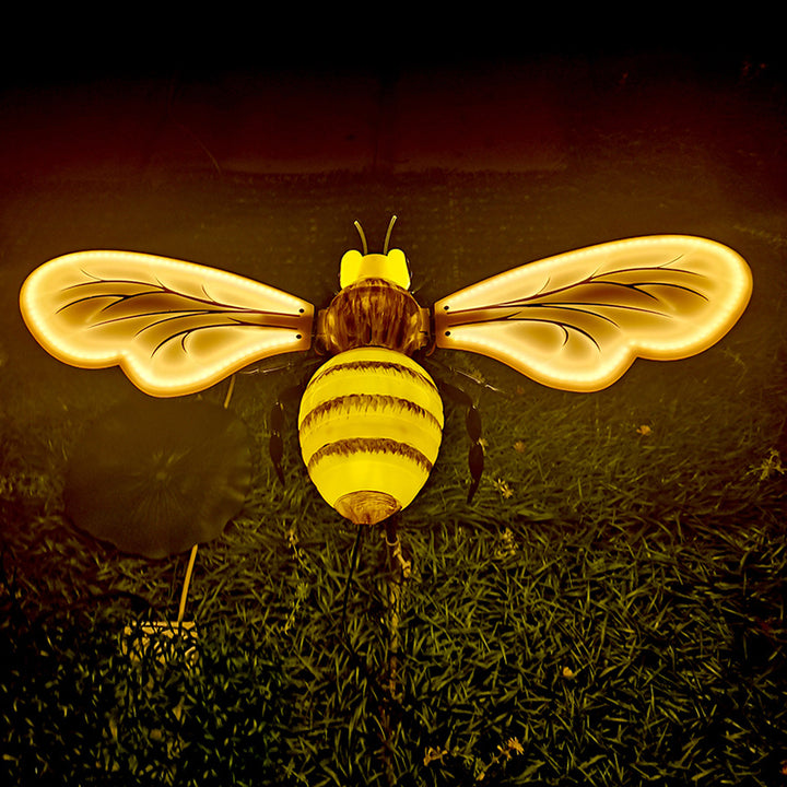 Modern Art Deco Waterproof ABS Acrylic Flapping Wings Animated Bee LED Outdoor Landscape Stake Light For Garden