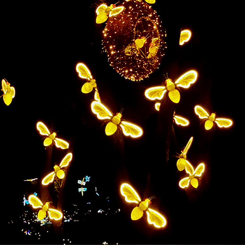 Modern Art Deco Waterproof ABS Acrylic Flapping Wings Animated Bee LED Outdoor Landscape Stake Light For Garden