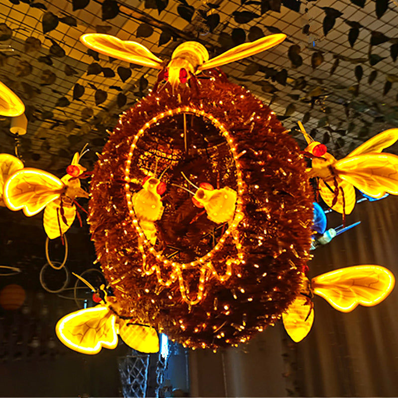 Modern Art Deco Waterproof ABS Acrylic Flapping Wings Animated Bee LED Outdoor Landscape Stake Light For Garden
