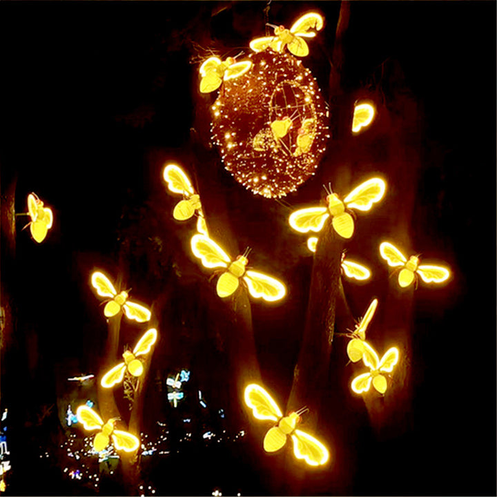 Modern Art Deco Waterproof ABS Acrylic Flapping Wings Animated Bee LED Outdoor Landscape Stake Light For Garden