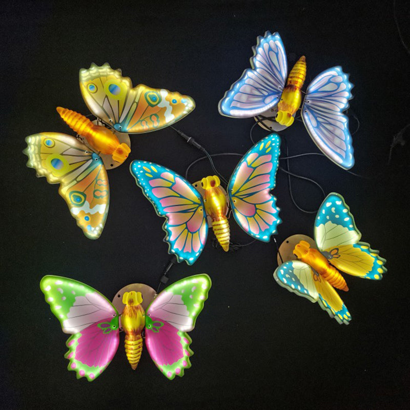 Modern Art Deco Waterproof ABS Flapping Wings Animated Butterfly LED Outdoor Landscape Stake Light For Garden