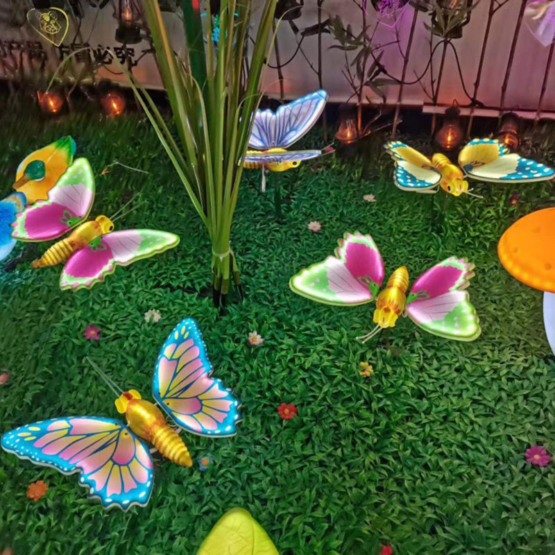Modern Art Deco Waterproof ABS Flapping Wings Animated Butterfly LED Outdoor Landscape Stake Light For Garden