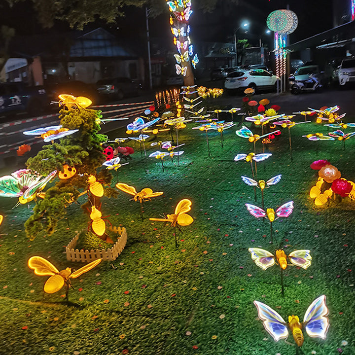 Modern Art Deco Waterproof ABS Flapping Wings Animated Butterfly LED Outdoor Landscape Stake Light For Garden