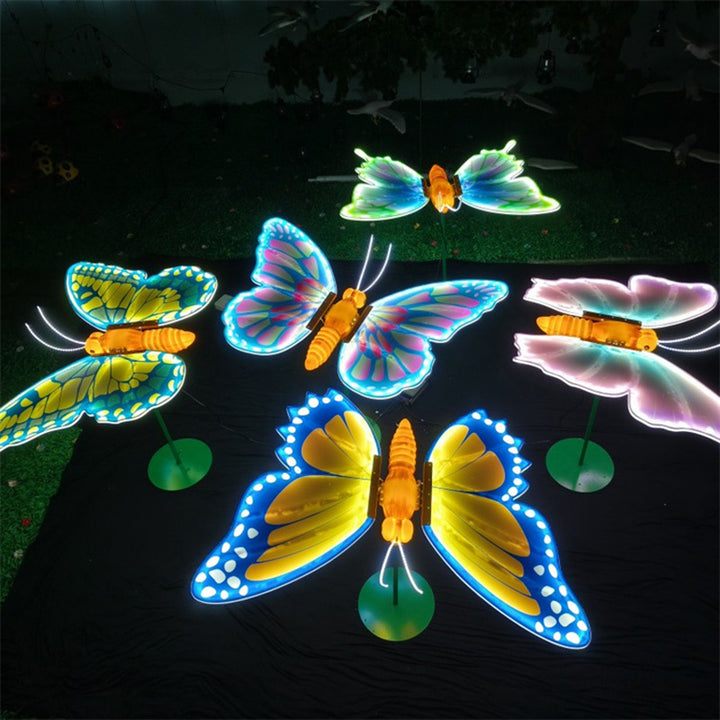 Modern Art Deco Premium Animated Butterfly Slow-Flapping Wings LED Outdoor Landscape Light Set For Garden